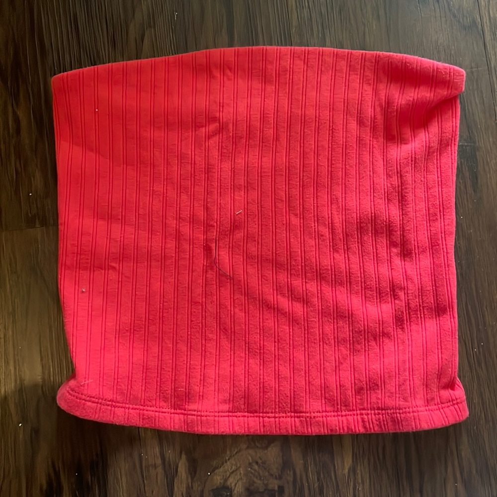 Red strapless top